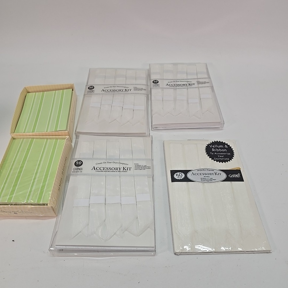 Gartner Studios VELLUM & RIBBON Accessory Kit - 50 count - WHITE 3+ Packs‎